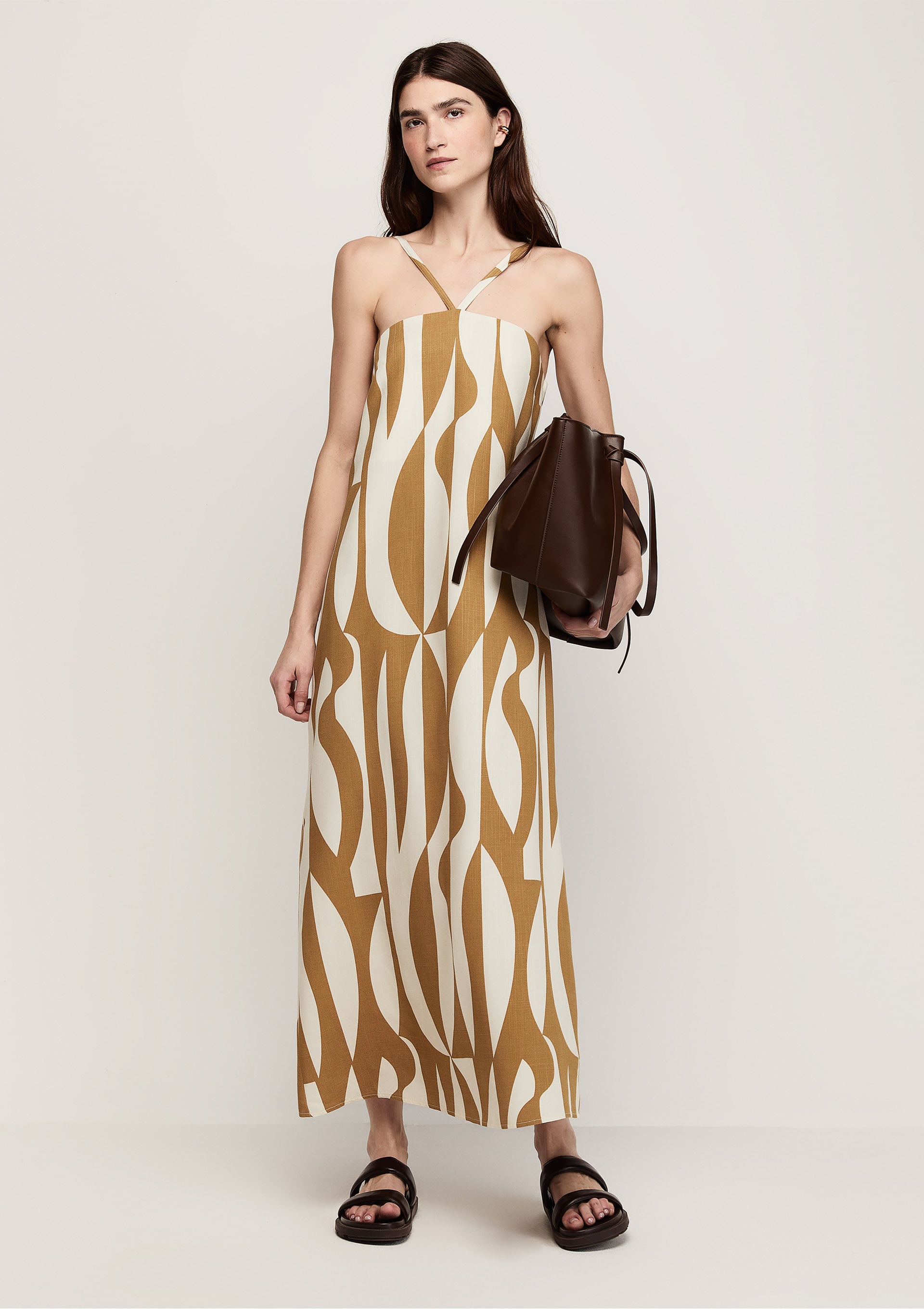 Vestido Midi Evasê Texturizado - Off white