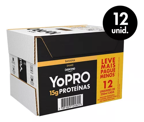 Pack Yopro Uht Banana 15g De Proteínas 250ml - 12un