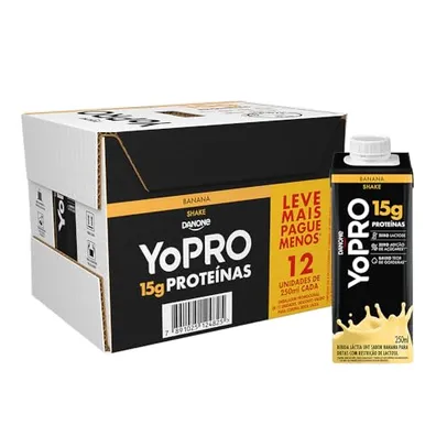 (REC) YoPRO Bebida Láctea UHT Banana 15g de proteínas 250ml - 12 unidades