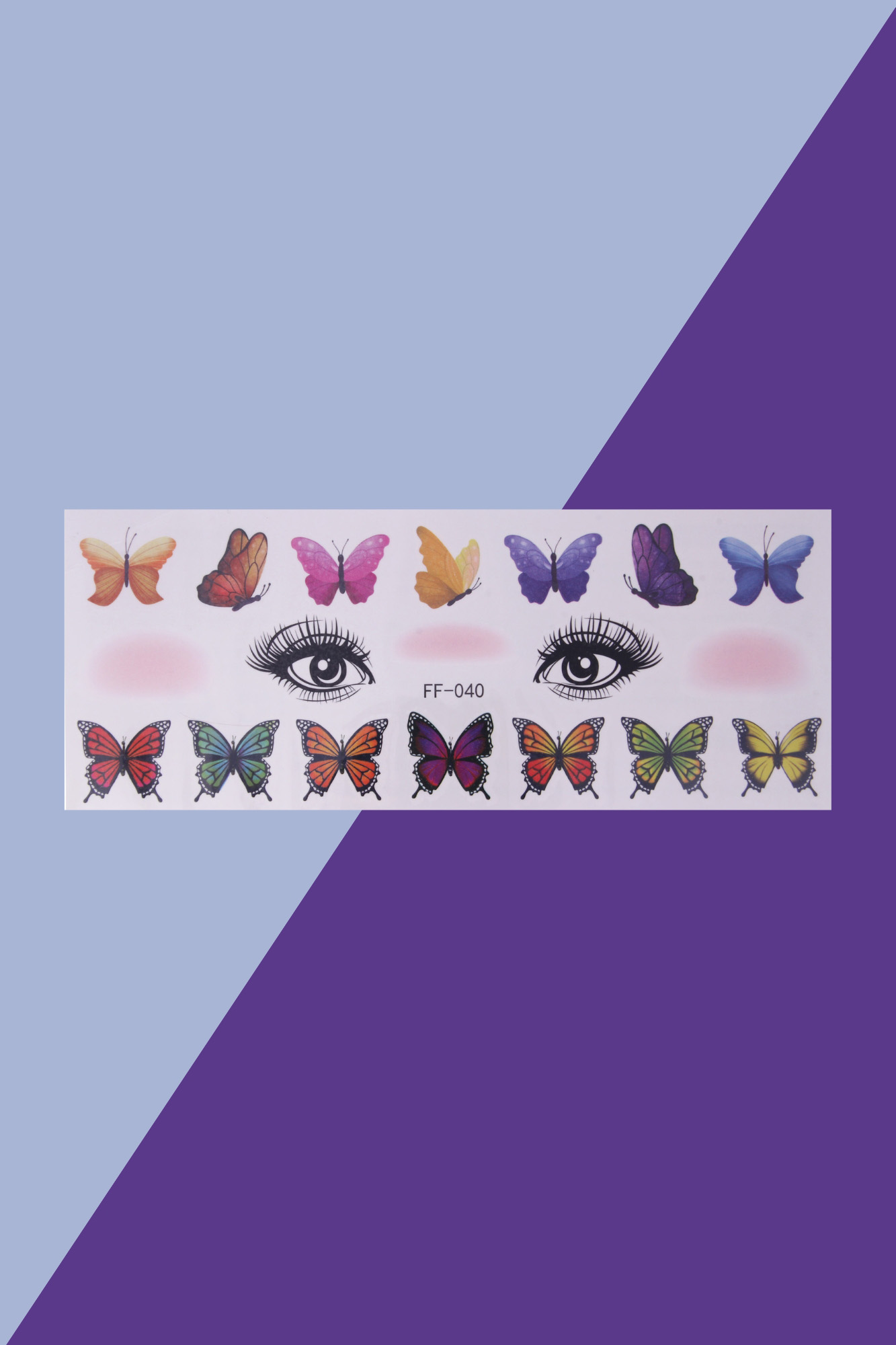 Cartela de Tatuagem de Carnaval Borboletas Coloridas