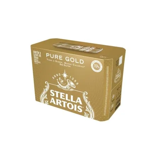 [REC] Pack Cerveja Stella Artois Pure Gold, Lata, 350ml, Caixa 8 unidades
