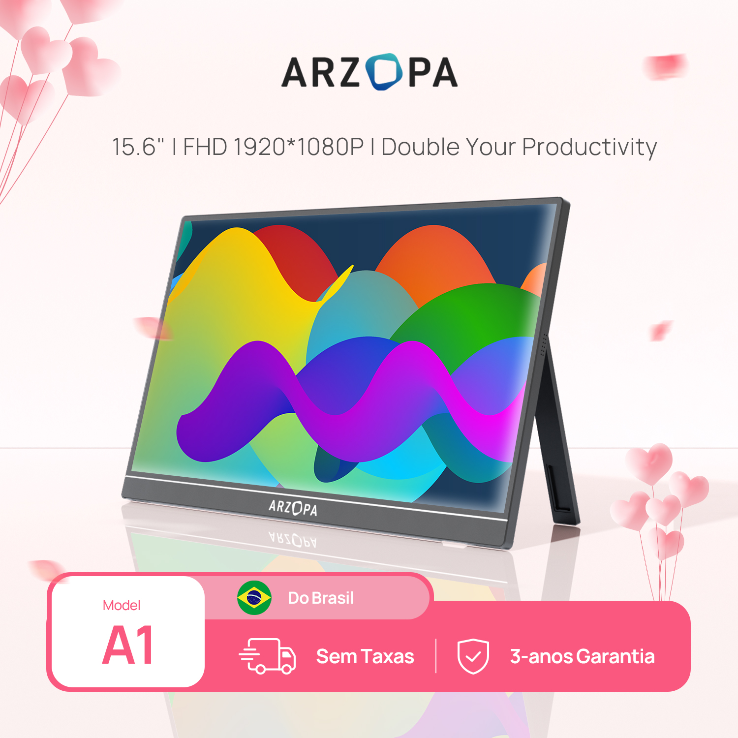 [Do brasil] Monitor Portatil ARZOPA 15,6 1080P FHD A1