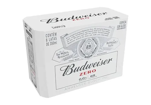 (REC)Pack Cerveja Budweiser Zero Álcool, 350ml, Lata - 8 unidades