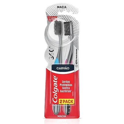 COLGATE Escova Dental Colgate 360º Preto Pacote Com 2 Unidades