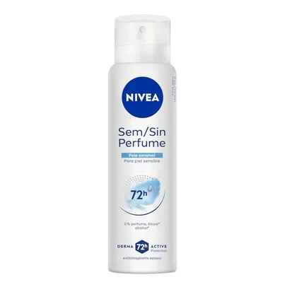 (REC) NIVEA Desodorante Antitranspirante Aerossol Sem Perfume Pele Sensível 150ml - Proteção prolongada de 48h para peles sensíveis