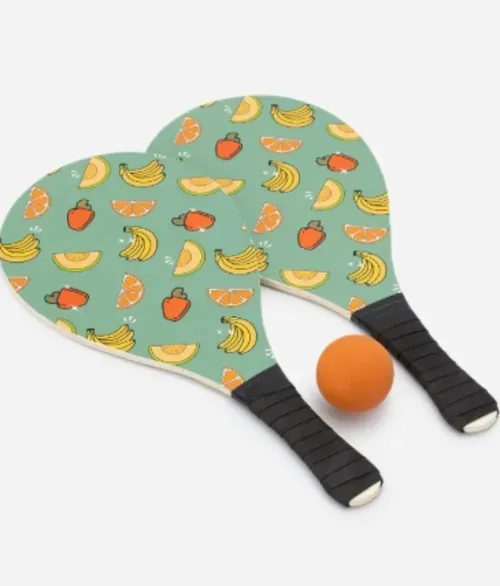 Kit 02 Raquetes e Bola com Estampa Frutas Multicores