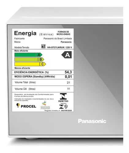 Microondas Panasonic Tecnologia Pega Fácil 21l Branco Espelh