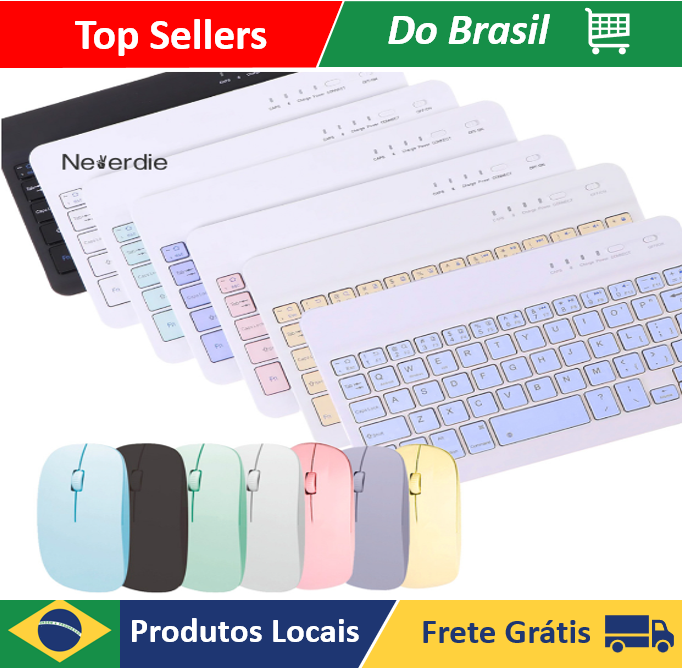 (MOEDAS R$ 27,60) Kit Teclado e Mouse Bluetooth