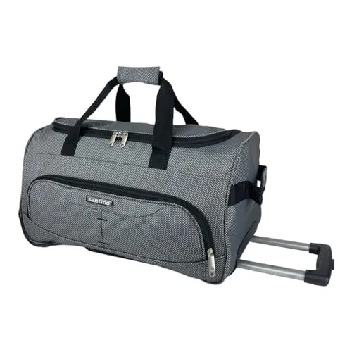 Sacola Bolsa Mala De Viagem Média Rockefeller Center de Poliéster com 2 Rodas fixas e Pés de Apoio Removível, Cinza, Santino - LZS1U