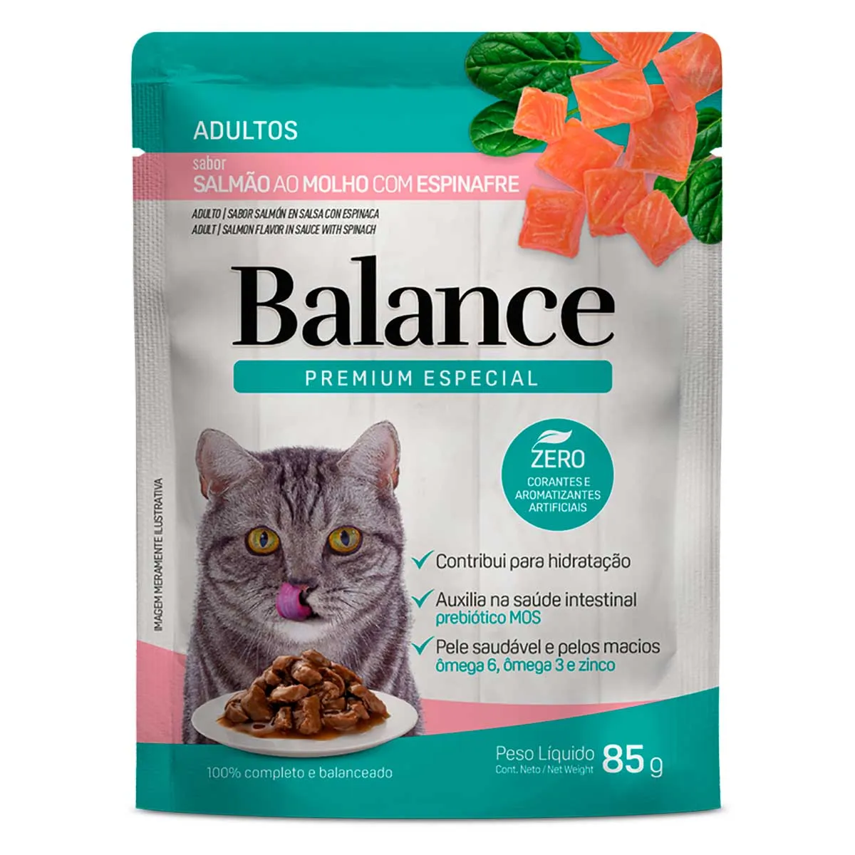 [REGIONAL] Ração Úmida para Gatos Adultos Sabor Salmão e Molho Veg Balance 85g