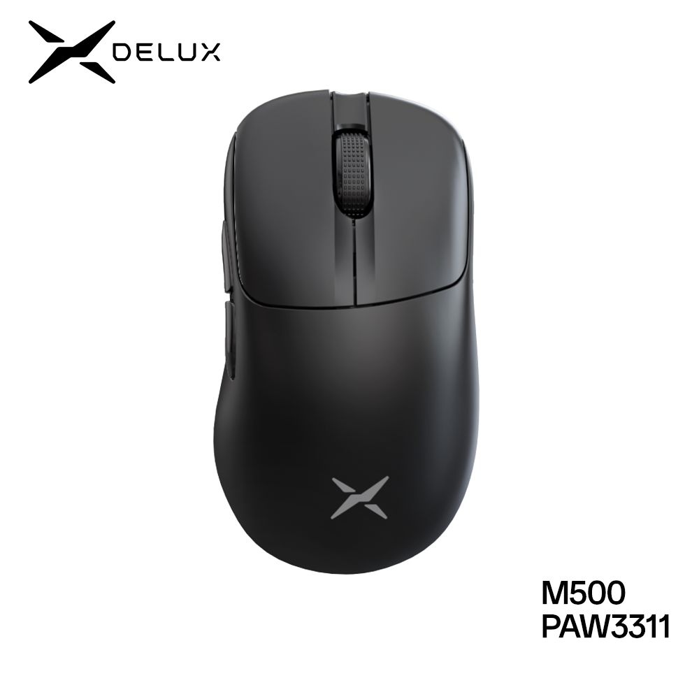 (MOEDAS R$ 89,85) Delux m500 Mouse Gamer Wireless ergonômico paw3311 12000dpi leve 59g