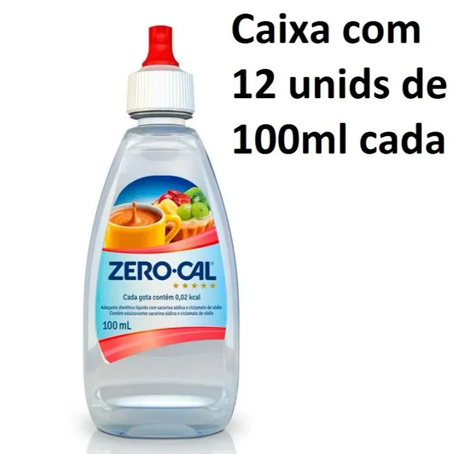 Adoçantes Líquido Sacarina Zero Cal Frasco 100ml - Caixa c/12 Frascos