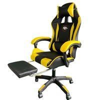 Cadeira Gamer Tiger Reclinável, com almofadas cabeça e Lombar, descanso para pernas, até 150kg Preta E Amarela