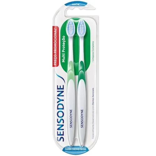Sensodyne Escova de Dente Multi Proteção, Escova Dental com Cerdas Macias, Limpeza Completa, 2 Unidades