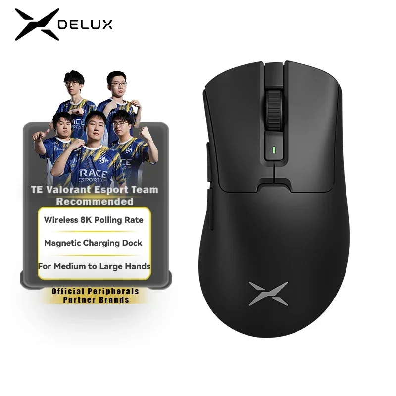 [Taxas Inclusas/R$208 Moedas App] Mouse Delux M900 PRO, PAW3395, 8KHz, com Dock de Carregamento