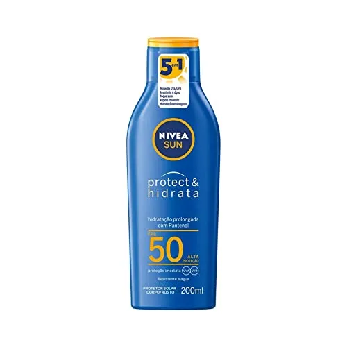 NIVEA SUN Protetor Solar Protect & Hidrata FPS 50 200ml - Com toque seco, rápida absorção e resistente à água