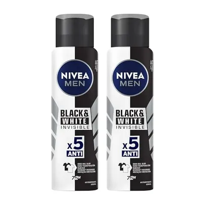 [+por- R$ 15,67/kit] Kit NIVEA Desodorante Aerosol Men Black&White Invisible - 2 unidades
