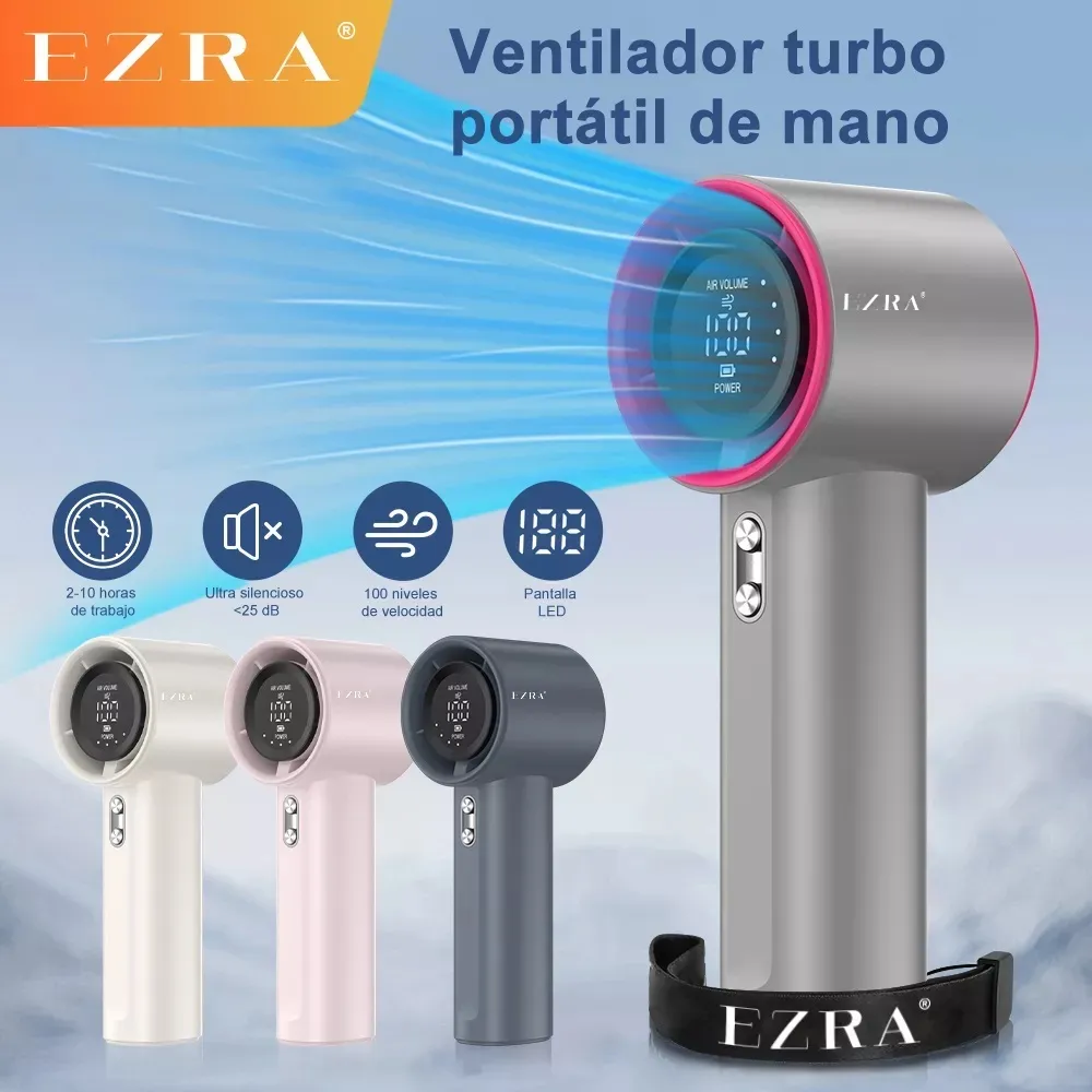 [Com Taxas] Mini Ventilador EZRA 4000Mah 100 Velocidades Display Digital