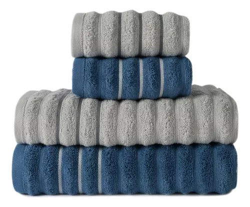 Jogo De Toalha Volumosa 4 Peças Jacquard 100% Algodão