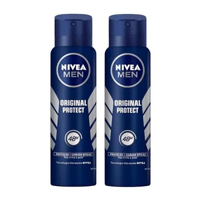 [9,22 cada] Kit com 2 Desodorantes Antitranspirante Aerosol Nivea Men Original Protect 48h 150ml