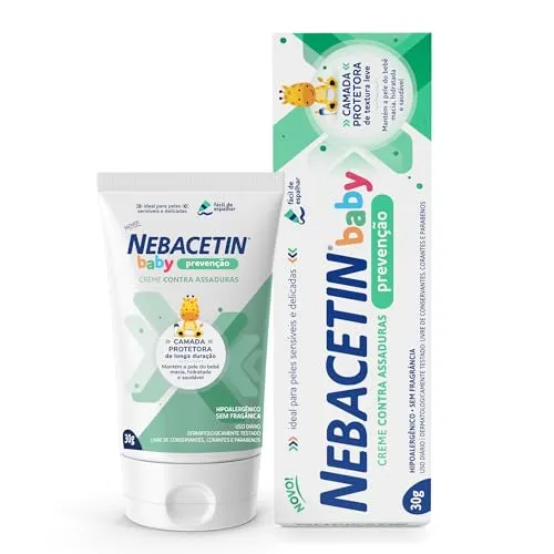 Creme Contra Assaduras Nebacetin Baby Prevenção - Pele Macia Hidratada e Saudável, Para Peles Sensíveis e Delicadas, Creme de Assadura Bebê - 30g