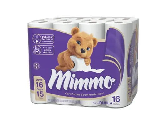 [REC] Mimmo Papel Higienico Folha Dupla, 30m, Leve 16 Pague 15 Rolos