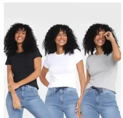 Kit Camiseta Hering Básica Feminina 3 Peças