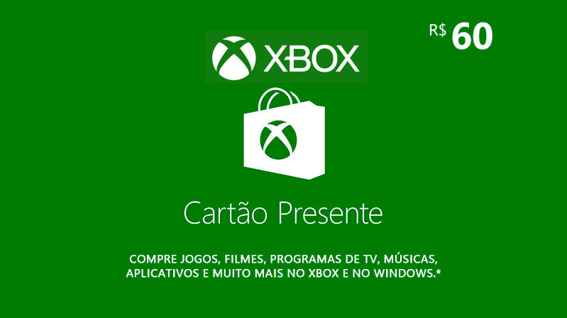 Cartão Presente Gift Card R$ 60 - Xbox e Microsoft Store (PC)
