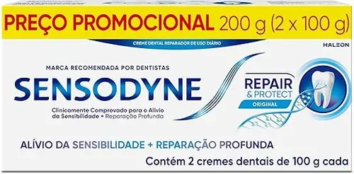 CREME DENTAL SENSODYNE REPAIR &amp; PROTECT KIT FAMÍLIA 2 TUBOS 100G