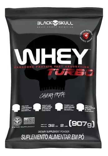 Suplemento Em Pó Black Skull Whey Turbo Whey Proteínas Whey Sabor Baunilha Em Sachê De 900g