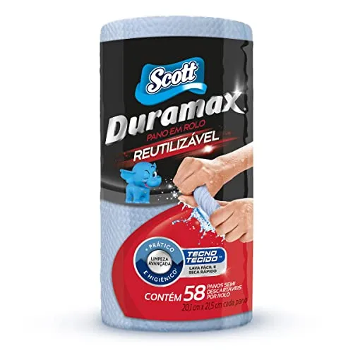 (Levando 4) Scott Duramax Pano Reutilizável em Rolo, Azul, 58 Folhas