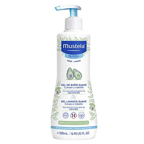 Mustela Gel Lavante Suave 500ml - Sabonete Líquido Corpo e Cabelo para bebês e crianças – feito com 93% de ingredientes de origem natural