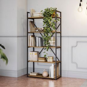 Estante Alta Kappesberg 5 Prateleiras Industrial Freijó 150cm x 72cm