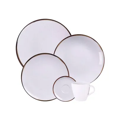 Aparelho De Jantar 20 Peças Tramontina Canyon Em Porcelana Marmorizada