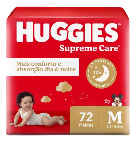 (Add 3 unidades- 44,70 cada)Huggies Fraldas Descartáveis Supreme Care tamanho m 72 unidades