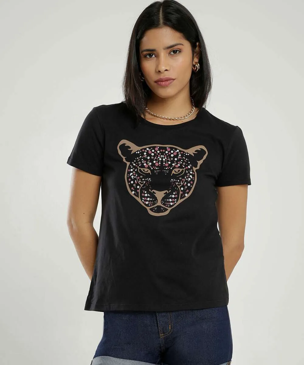 Blusa Feminina Flores Animal Print Marisa tamanhos P e PP