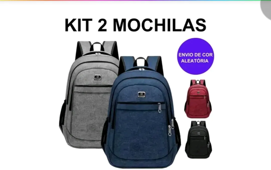 [APP] Kit 2 Mochilas Bolsa Viagem Resistente Impermeável Coreana Masculina Feminina Escola - Cor Aleatória