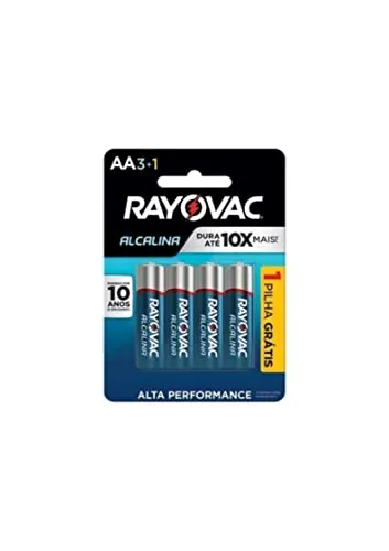 Pilha Rayovac Alcalina, AA, Pequena, Pacote de 4