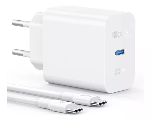 Carregador Tipo C Rápido PD 20w 1Hora com Cabo Tipo C 1m Compatível com Samsung/Huawei/Xiaomi/Motorola
