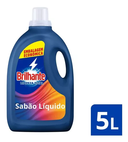 Lava-Roupas líquido roupas brancas e coloridas Limpeza Total 5L embalagem econômica brilhante