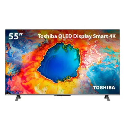 Smart TV QLED 55" 4K Toshiba 55C450NS Google TV 3 HDMI 2 USB Wi-Fi