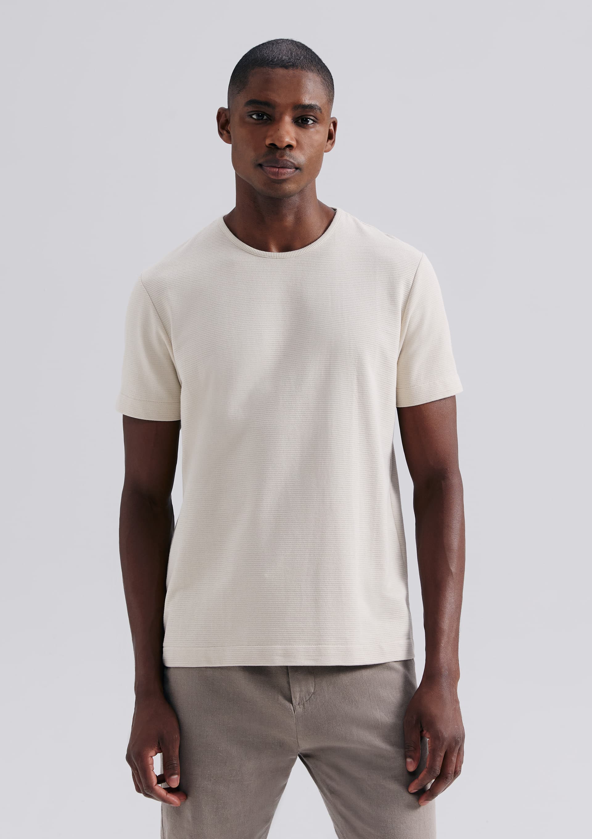 Camiseta Masculina Comfort Texturizada - Bege