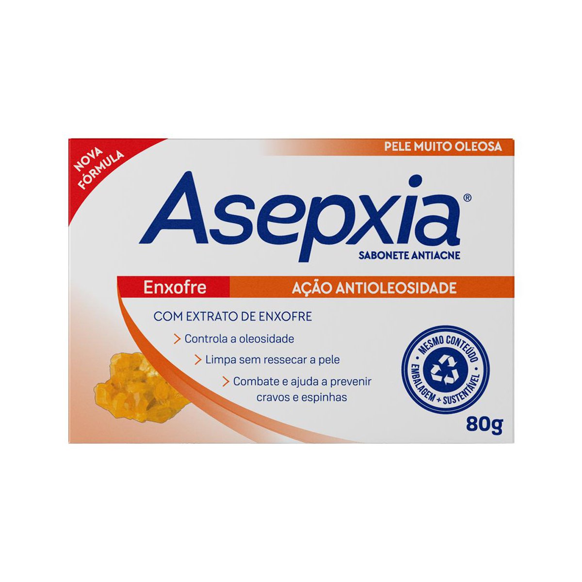 Sabonete em Barra Asepxia Enxofre Acao Antioleosidade 80g