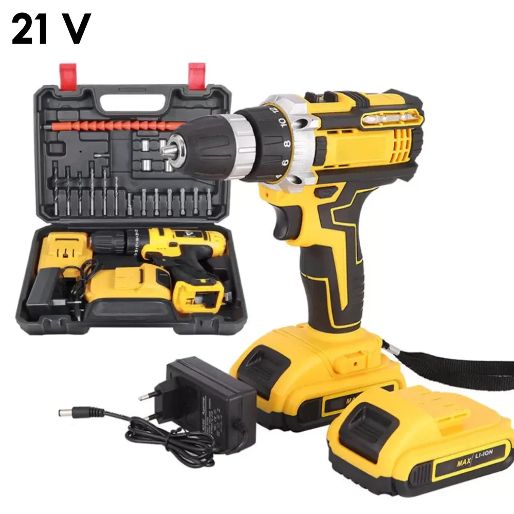 Parafusadeira furadeira 21V 2 baterias c/ maleta e acessórios