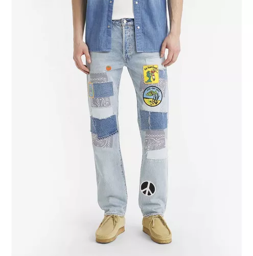 Calça Jeans Levi's 501 Original Customizada Com Patch Lavage