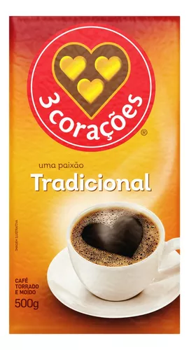 [Levando 8un R$20/Cada] Café torrado e moído a vácuo tradicional pacote 500g 3 Corações