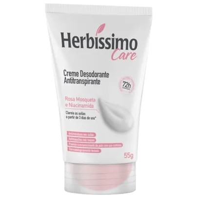 (R$9,89 Mais por Menos) HERBISSIMO DESODORANTE CREME ROSA MOSQUETA CLAREADOR 55G