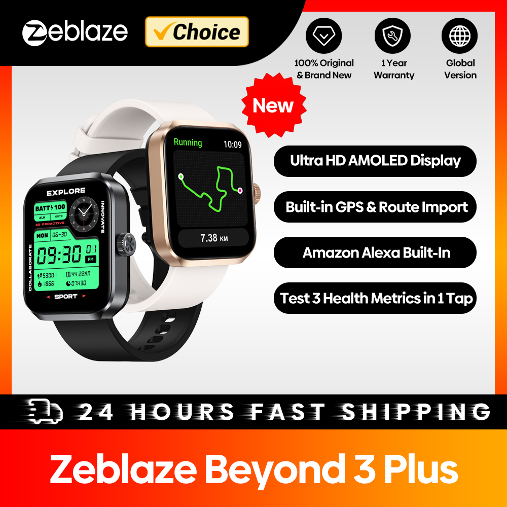 [R$165,22 Moedas/ APP] Smartwatch Zeblaze Beyond 3 Plus com GPS e Alexa, Relógio Inteligente