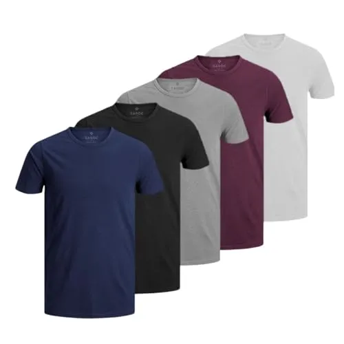 Kit 5 Camisetas Masculinas Slim Gola Algodão Premium Coloridas