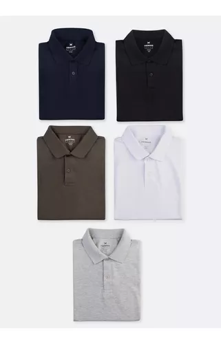 Kit 5 Camisas Polo Básica Masculina Manga Curta Hering